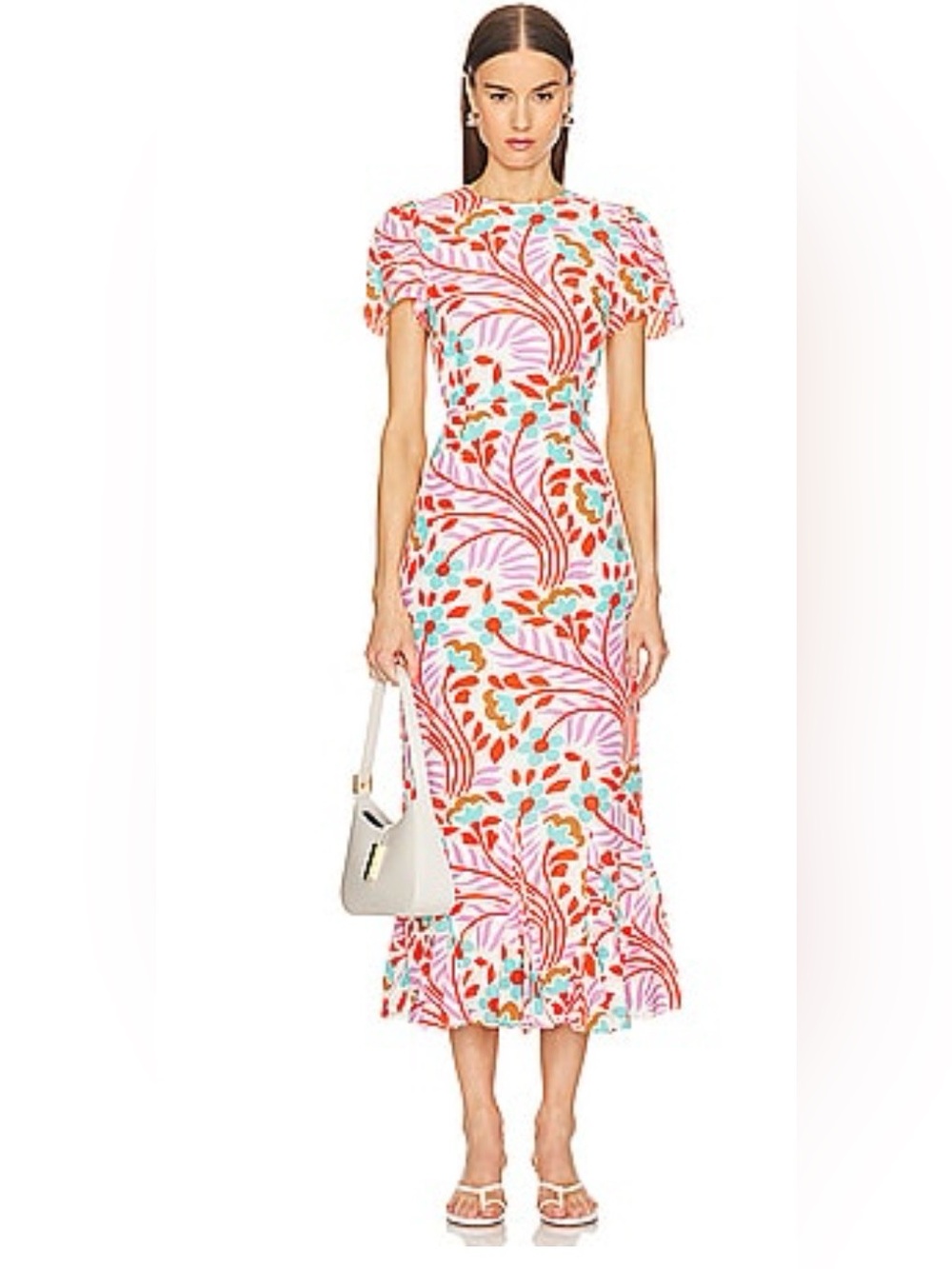 RHODE Lulani Dress Lago Vine Floral Midi Dress